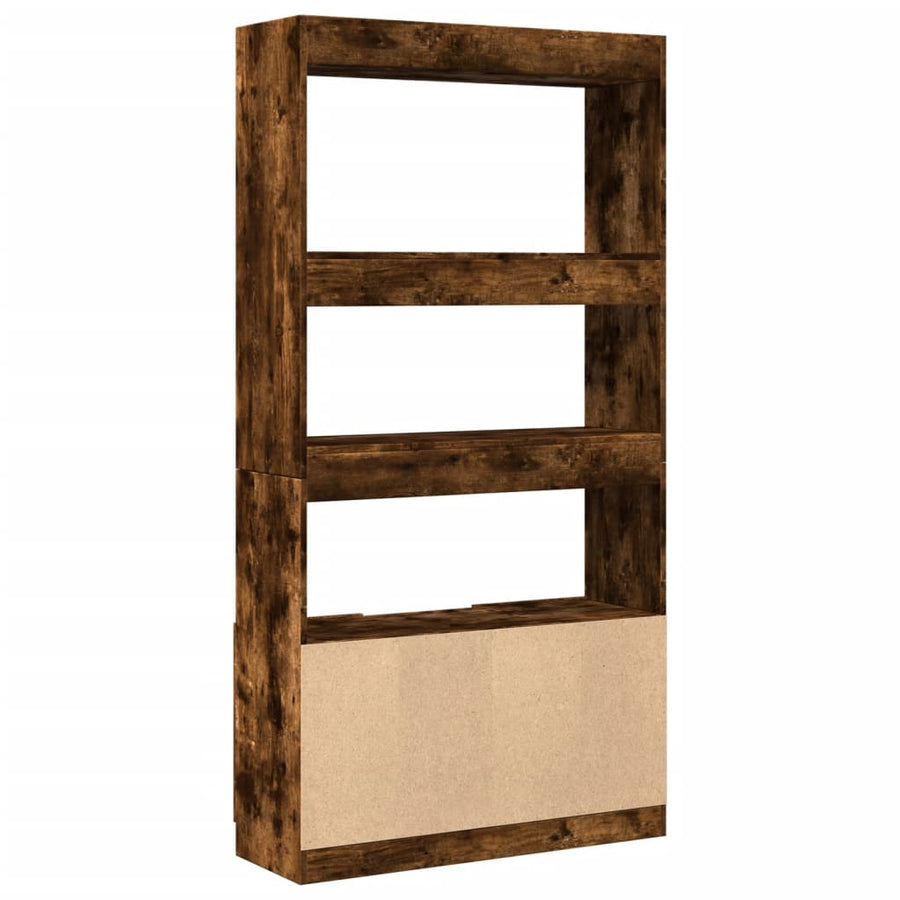 Hoge kast 92x33x180 cm bewerkt hout gerookt eikenkleurig