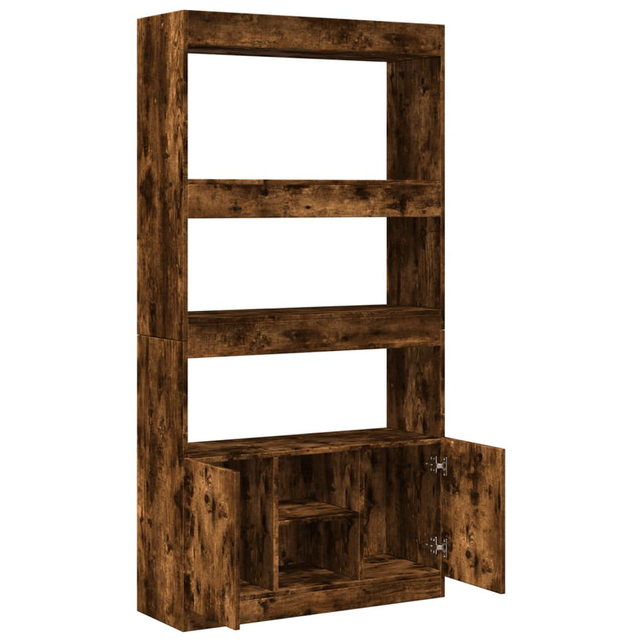 Hoge kast 92x33x180 cm bewerkt hout gerookt eikenkleurig
