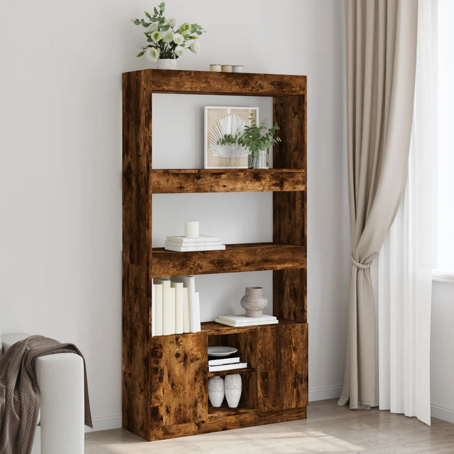 Hoge kast 92x33x180 cm bewerkt hout gerookt eikenkleurig