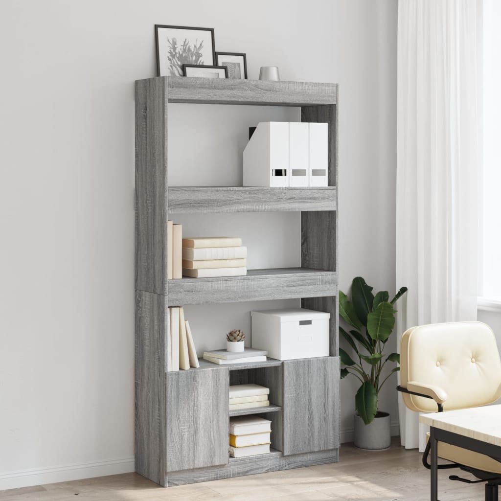 Hoge kast 92x33x180 cm bewerkt hout grijs sonoma eikenkleurig