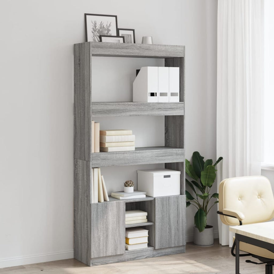 Hoge kast 92x33x180 cm bewerkt hout grijs sonoma eikenkleurig