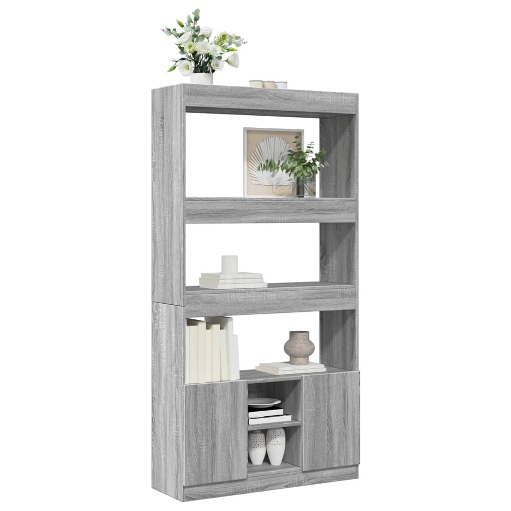 Hoge kast 92x33x180 cm bewerkt hout grijs sonoma eikenkleurig