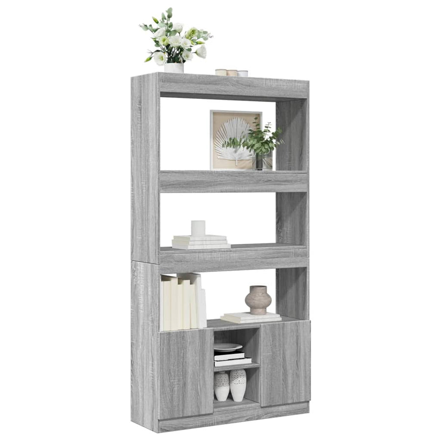 Hoge kast 92x33x180 cm bewerkt hout grijs sonoma eikenkleurig