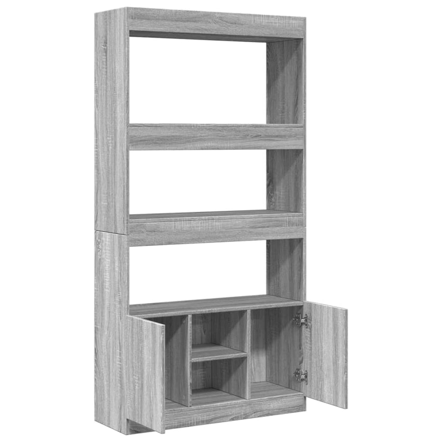 Hoge kast 92x33x180 cm bewerkt hout grijs sonoma eikenkleurig