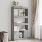 Hoge kast 92x33x180 cm bewerkt hout grijs