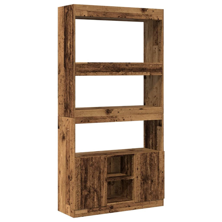 Hoge kast 92x33x180 cm bewerkt hout oud houtkleurig