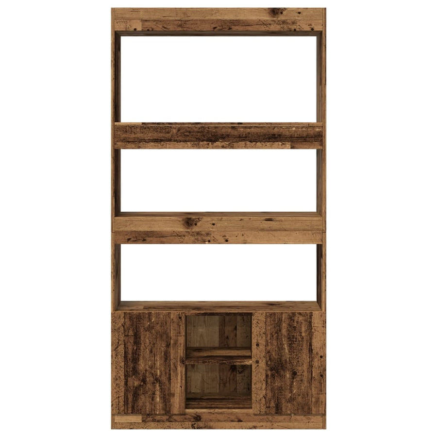 Hoge kast 92x33x180 cm bewerkt hout oud houtkleurig