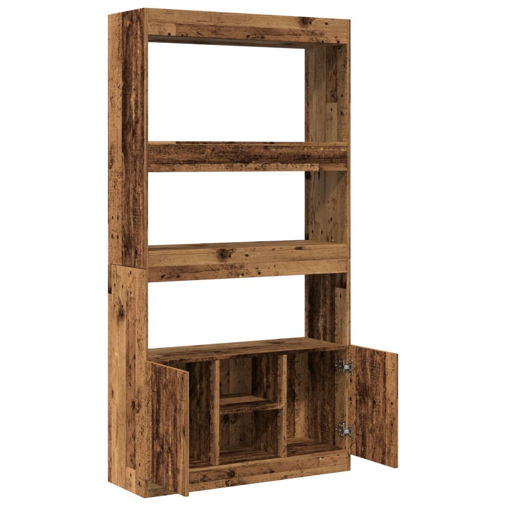 Hoge kast 92x33x180 cm bewerkt hout oud houtkleurig