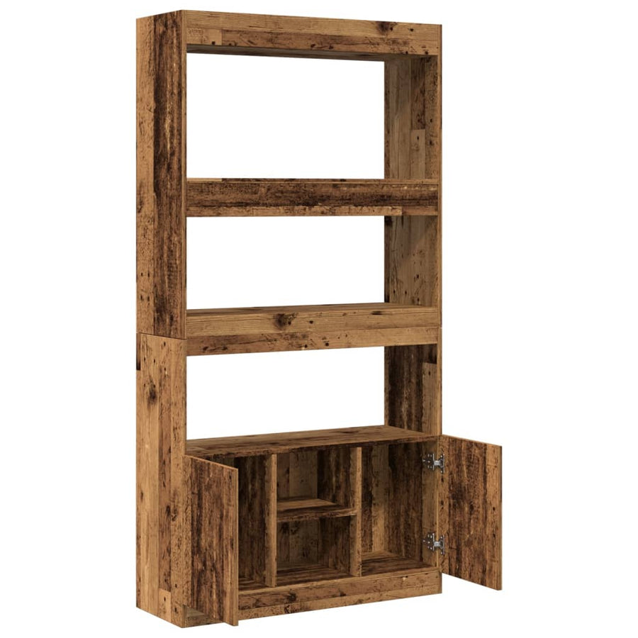 Hoge kast 92x33x180 cm bewerkt hout oud houtkleurig