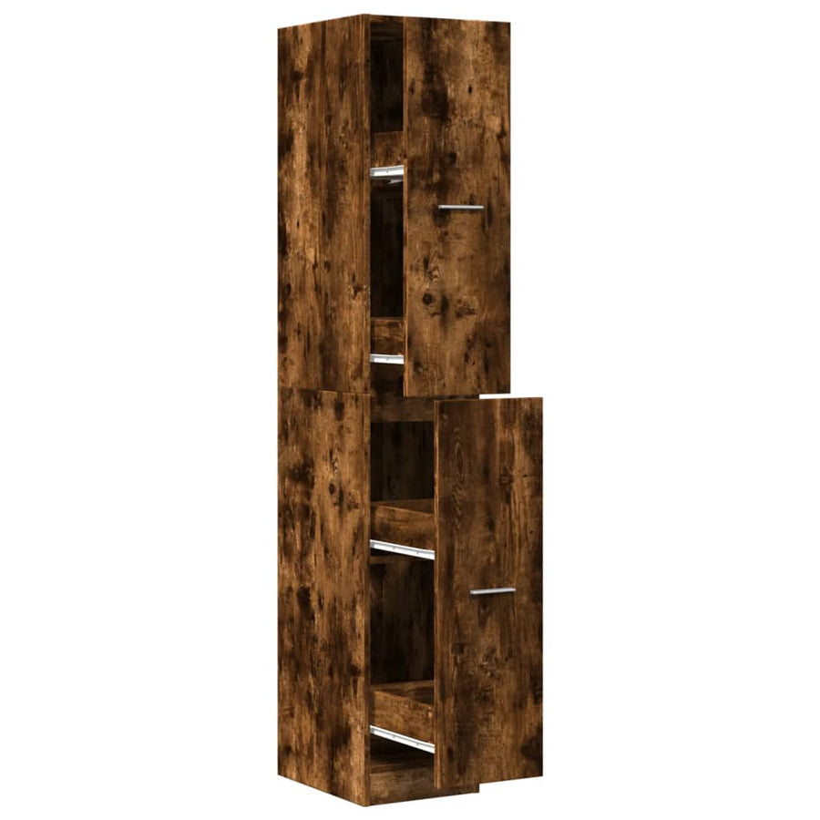 Apothekerskast 30x41x174,5 cm bewerkt hout gerookt eikenkleurig