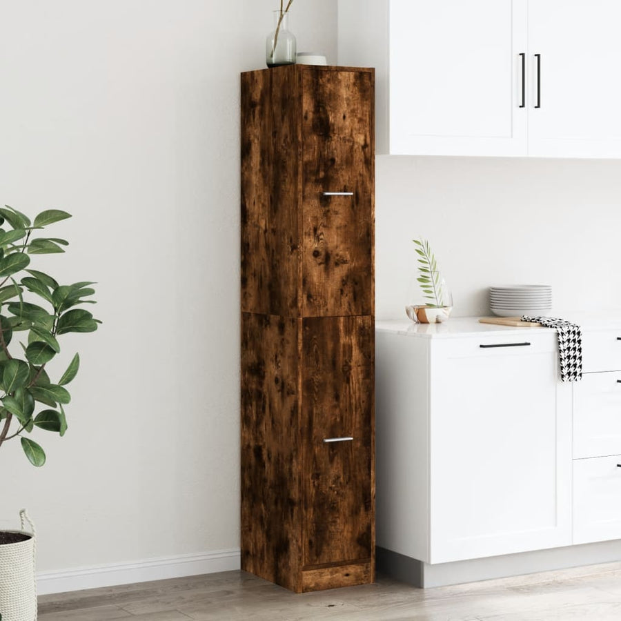 Apothekerskast 30x41x174,5 cm bewerkt hout gerookt eikenkleurig