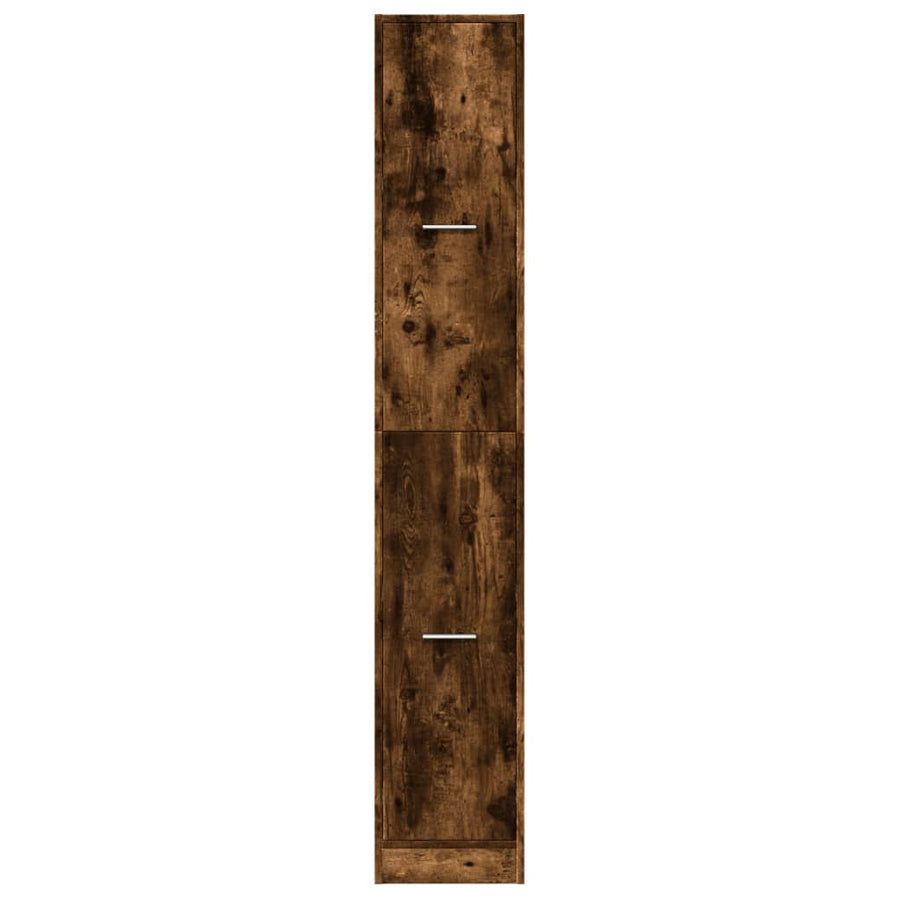 Apothekerskast 30x41x174,5 cm bewerkt hout gerookt eikenkleurig
