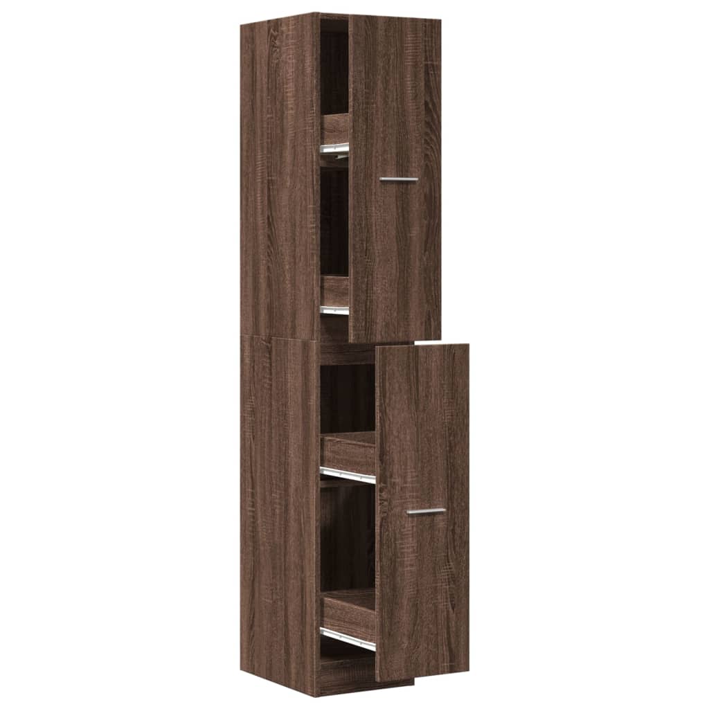 Apothekerskast 30x41x174,5 cm bewerkt hout bruin eikenkleurig
