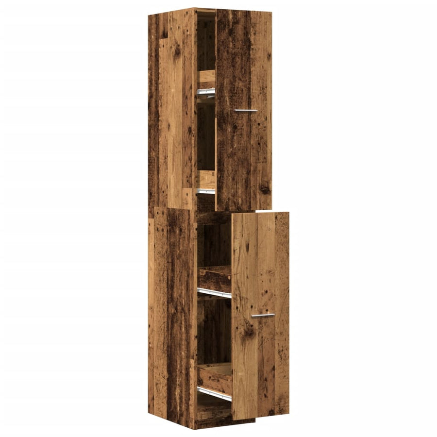Apothekerskast 30x41x174,5 cm bewerkt hout oud houtkleurig