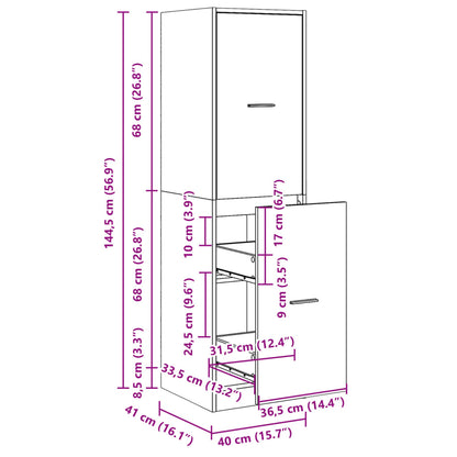 Apothekerskast 40x41x144,5 cm bewerkt hout betongrijs