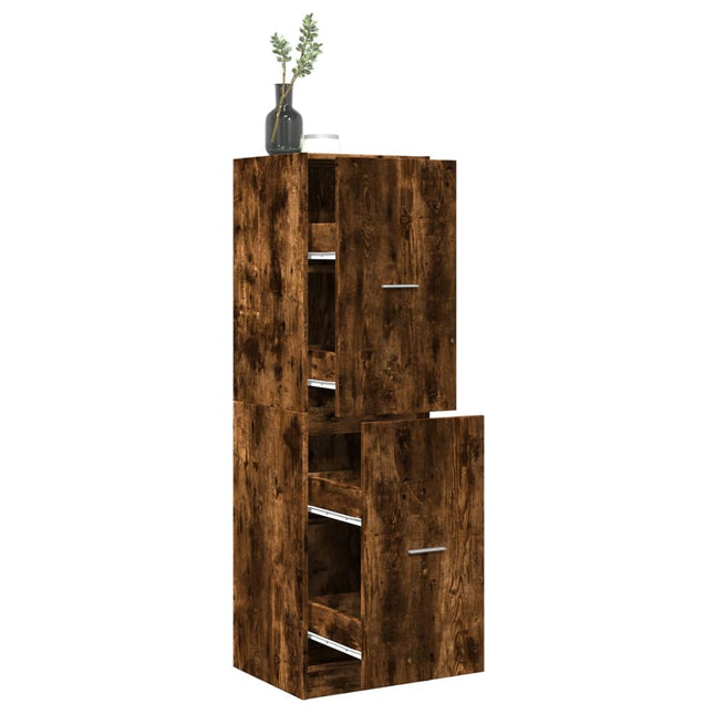 Apothekerskast 40x41x144,5 cm bewerkt hout gerookt eikenkleurig