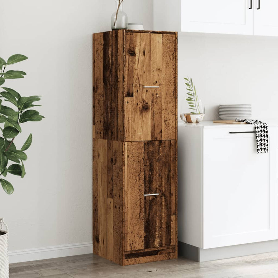 Apothekerskast 40x41x144,5 cm bewerkt hout oud houtkleurig