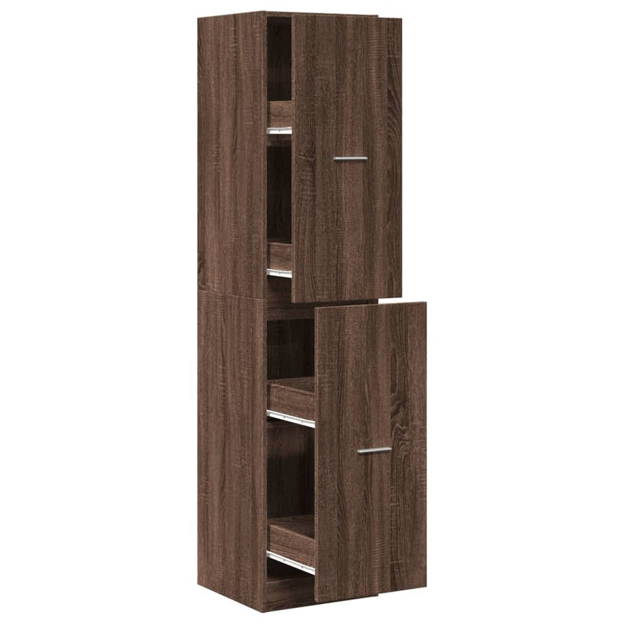 Apothekerskast 40x41x174,5 cm bewerkt hout bruin eikenkleurig