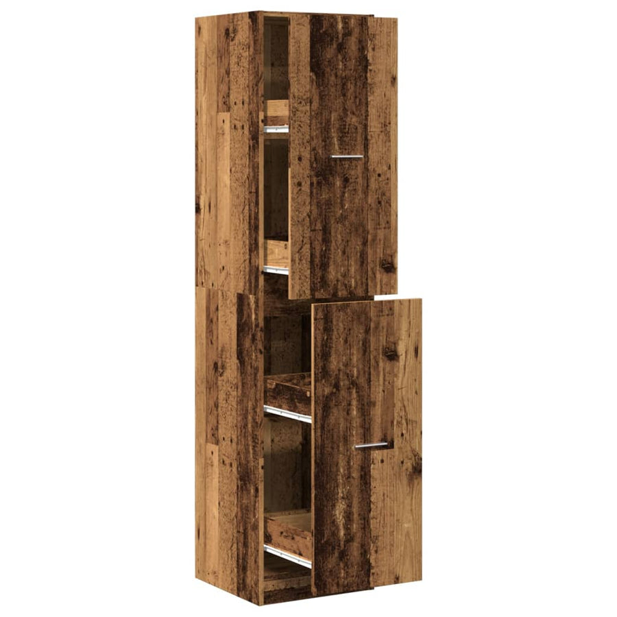 Apothekerskast 40x41x174,5 cm bewerkt hout oud houtkleurig