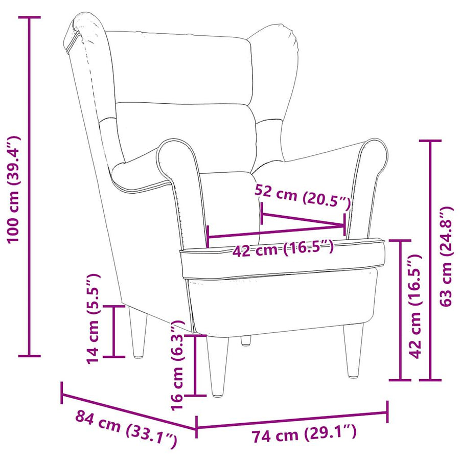 Fauteuil 74x84x100 cm stof taupe
