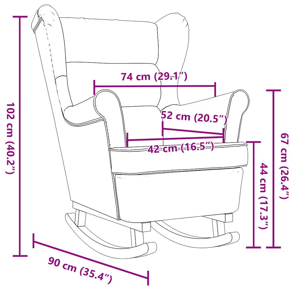 Schommelstoel 74x90x102 cm stof jeansblauw
