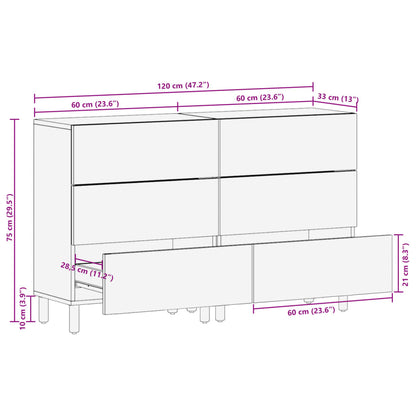 Dressoirs 2 st 60x33x75 cm bewerkt hout zwart