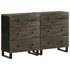 Sideboards 2 pcs 60x33x75 cm solid mango wood black