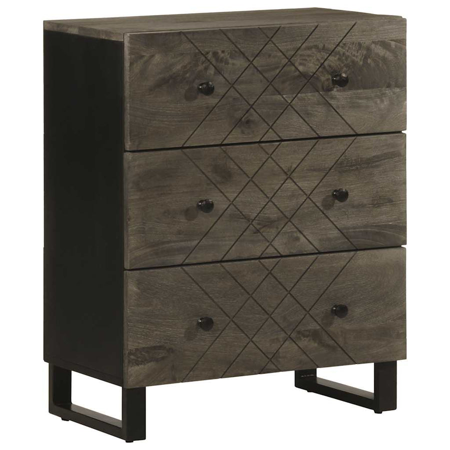 Dressoirs 2 st 60x33x75 cm massief mangohout zwart