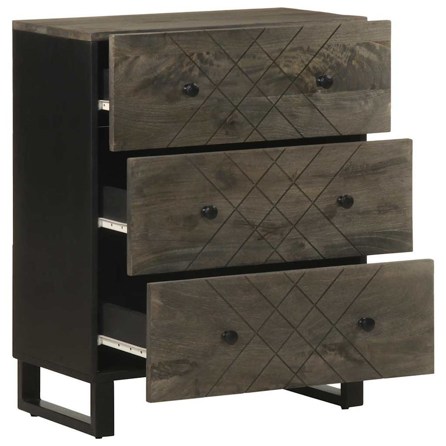 Dressoirs 2 st 60x33x75 cm massief mangohout zwart