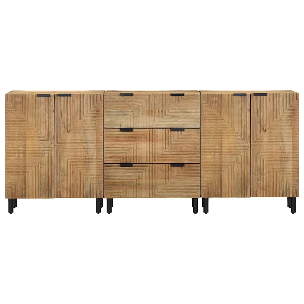 3-delige Dressoirs 60x33x75 cm massief mangohout bruin