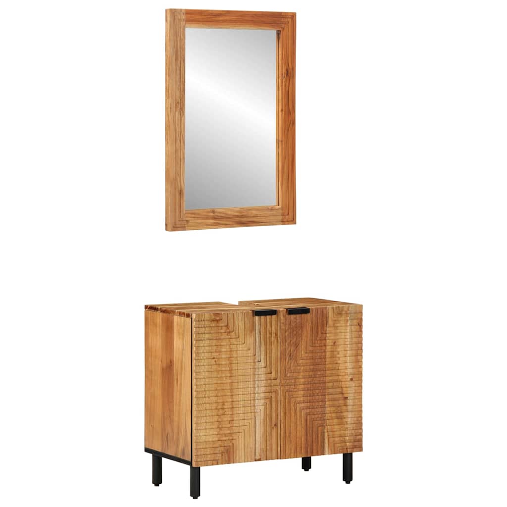 Badkamerkastenset 2 st Naturel 62 x 33 x 58 cm