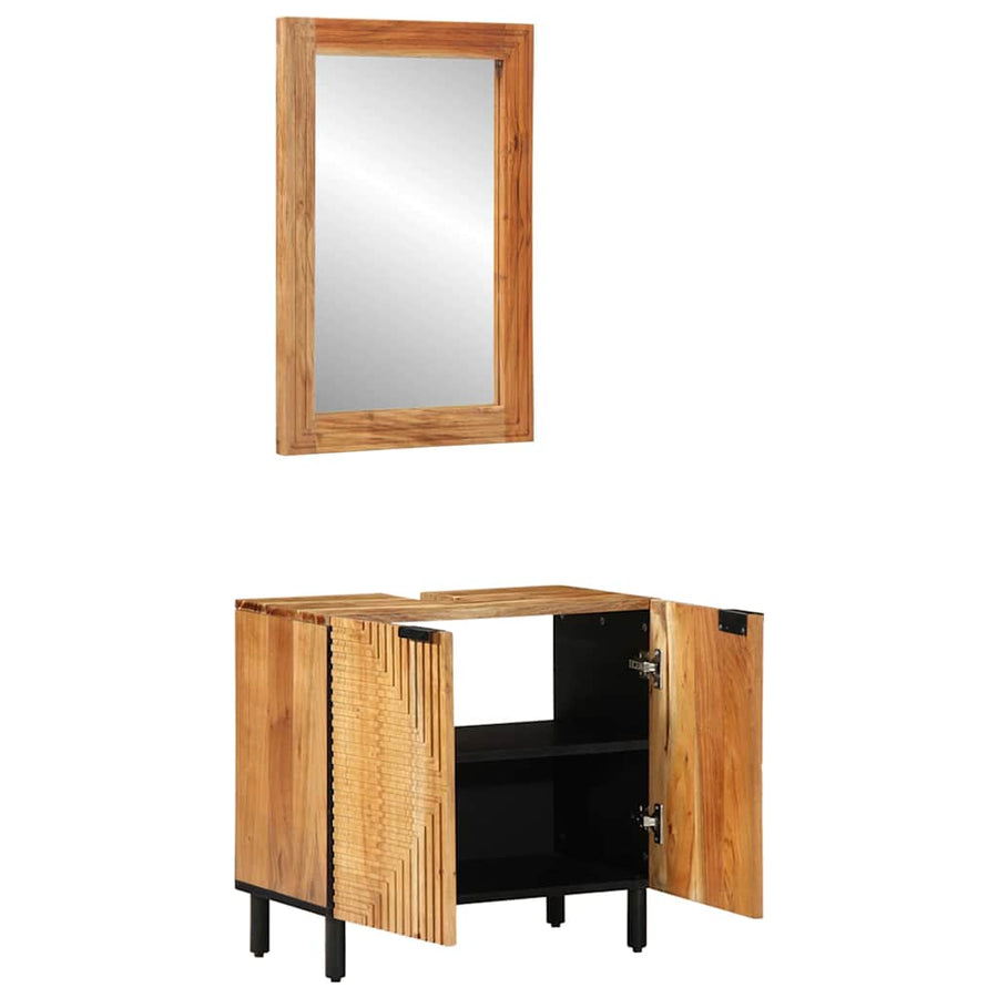 Badkamerkastenset 2 st Naturel 62 x 33 x 58 cm