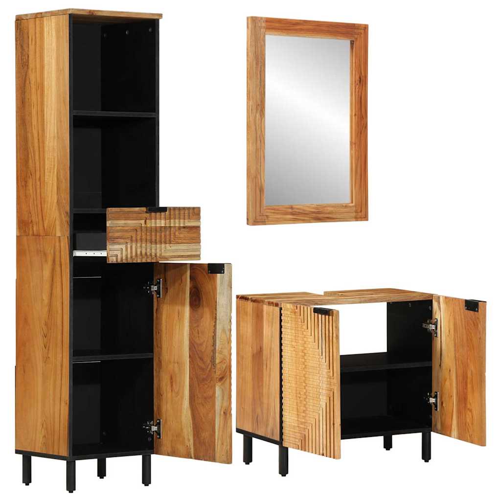 Badkamerkastenset 3 st Naturel 38 x 33 x 160 cm
