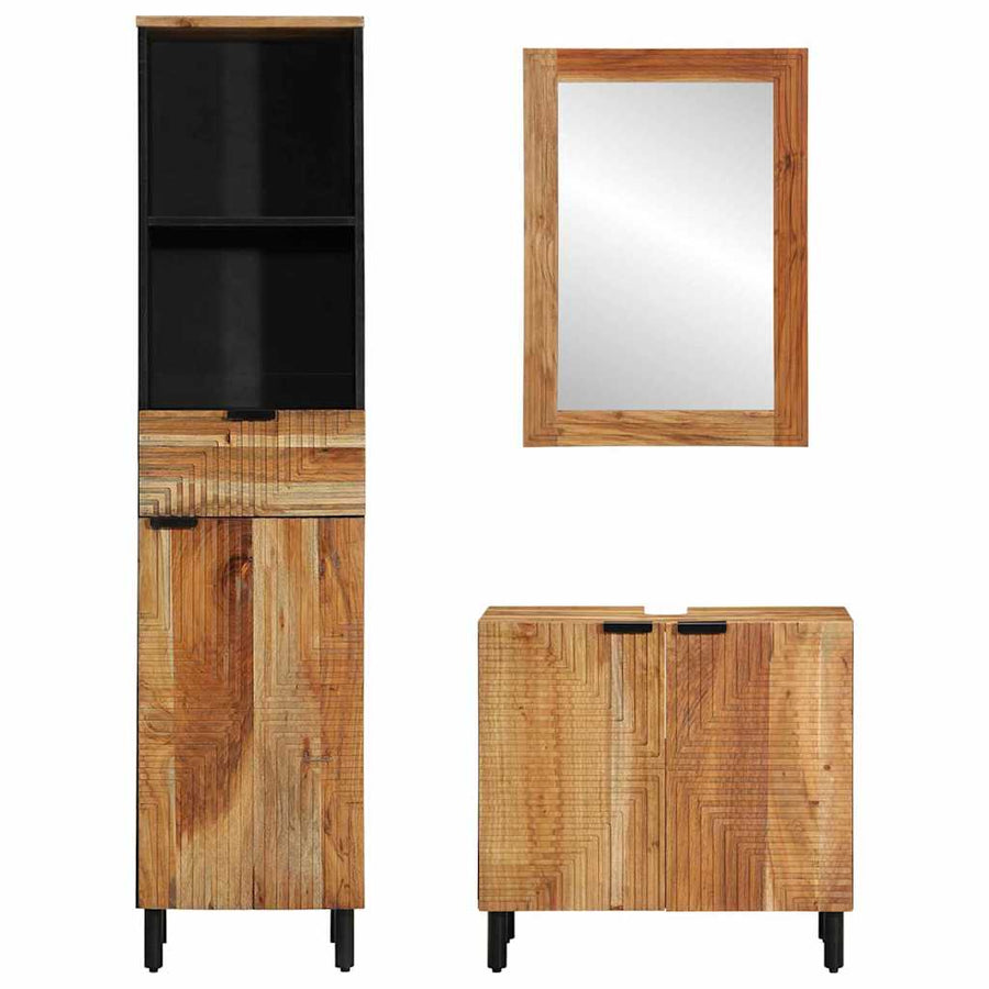 Badkamerkastenset 3 st Naturel 38 x 33 x 160 cm