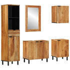 Badkamerkastenset massief acaciahout Naturel 38x33x160 cm