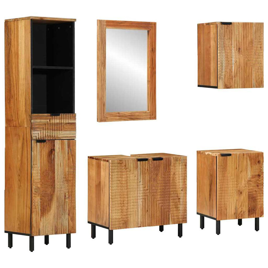 Badkamerkastenset 5 st Naturel 38 x 33 x 160 cm