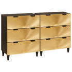 Dressoir massief mangohout 60x33x75 cm zwart goud