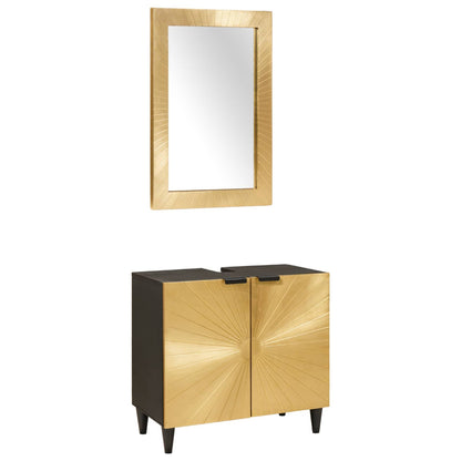 Badkamerkastenset 2 st Zwart en Messing 62 x 33 x 58 cm