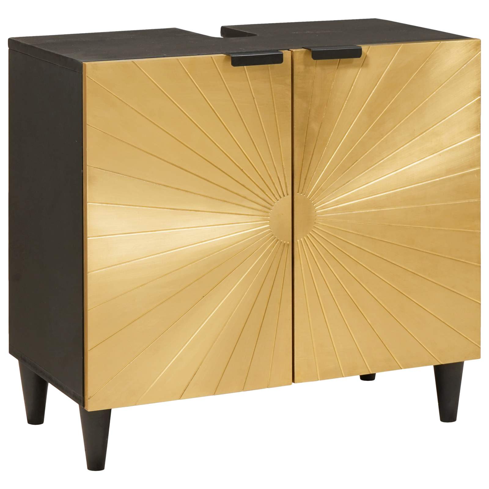 Badkamerkastenset 2 st Zwart en Messing 62 x 33 x 58 cm
