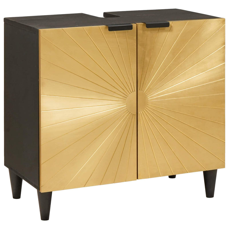 Badkamerkastenset 2 st Zwart en Messing 62 x 33 x 58 cm