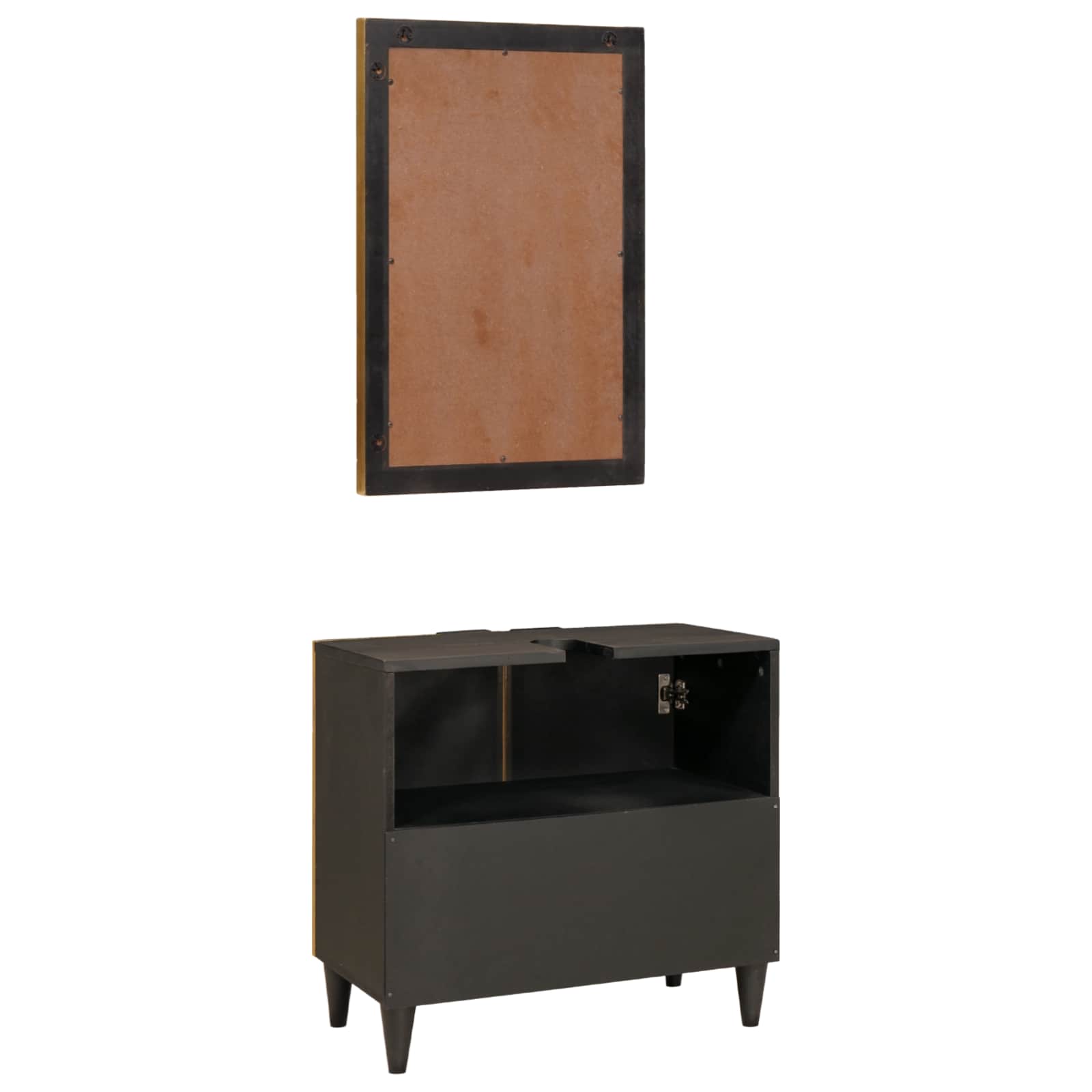 Badkamerkastenset 2 st Zwart en Messing 62 x 33 x 58 cm