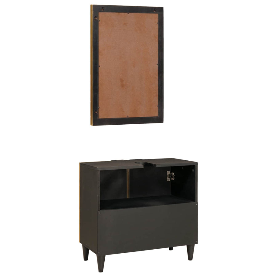Badkamerkastenset 2 st Zwart en Messing 62 x 33 x 58 cm