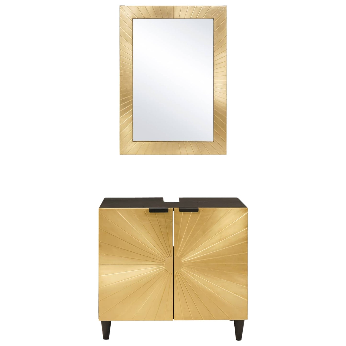 Badkamerkastenset 2 st Zwart en Messing 62 x 33 x 58 cm