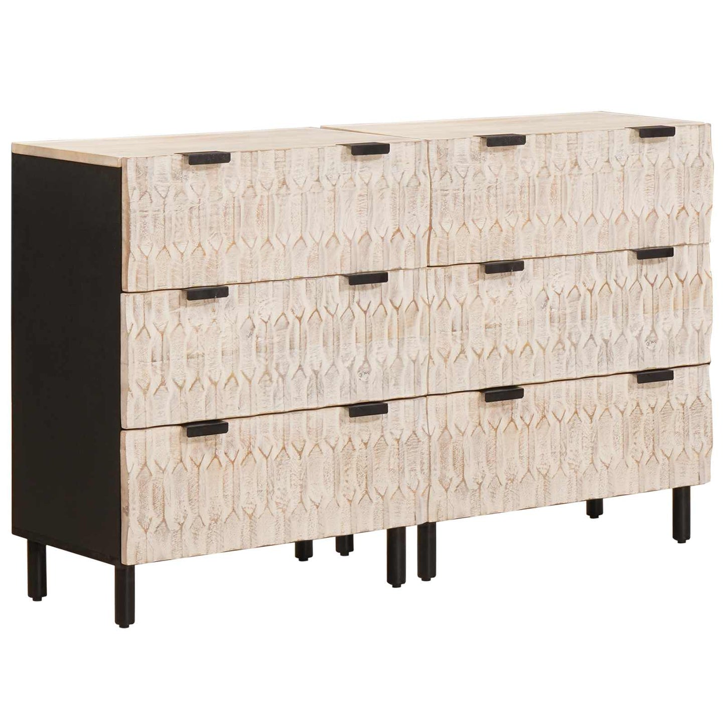 Dressoir Witte Was Afwerking Massief Mango Hout Wit gewassen afwerking