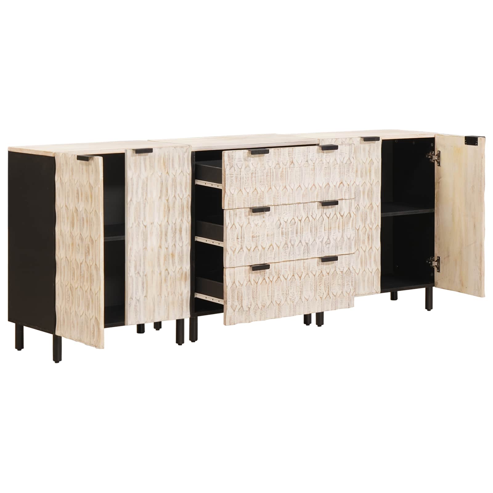 Dressoir Witte Was Afwerking Massief Mango Hout Wit gewassen afwerking