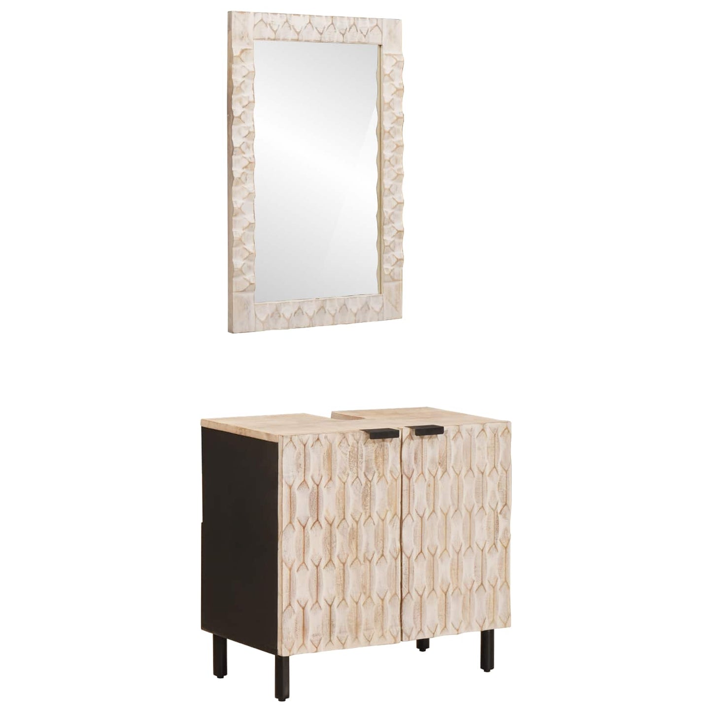 Badkamer Sets Met Opslag Witte Was Afwerking Massief Mango Hout Wit gewassen afwerking