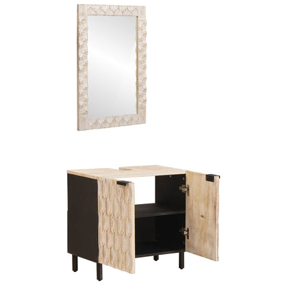 Badkamer Sets Met Opslag Witte Was Afwerking Massief Mango Hout Wit gewassen afwerking