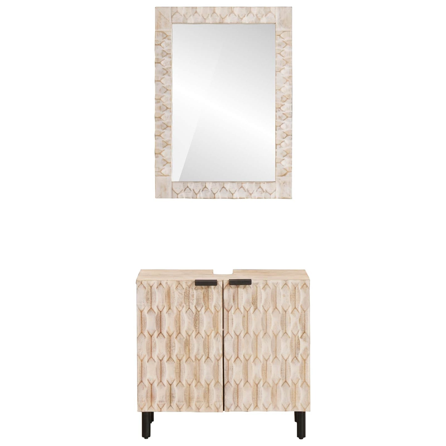 Badkamer Sets Met Opslag Witte Was Afwerking Massief Mango Hout Wit gewassen afwerking