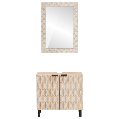 Badkamer Sets Met Opslag Witte Was Afwerking Massief Mango Hout Wit gewassen afwerking