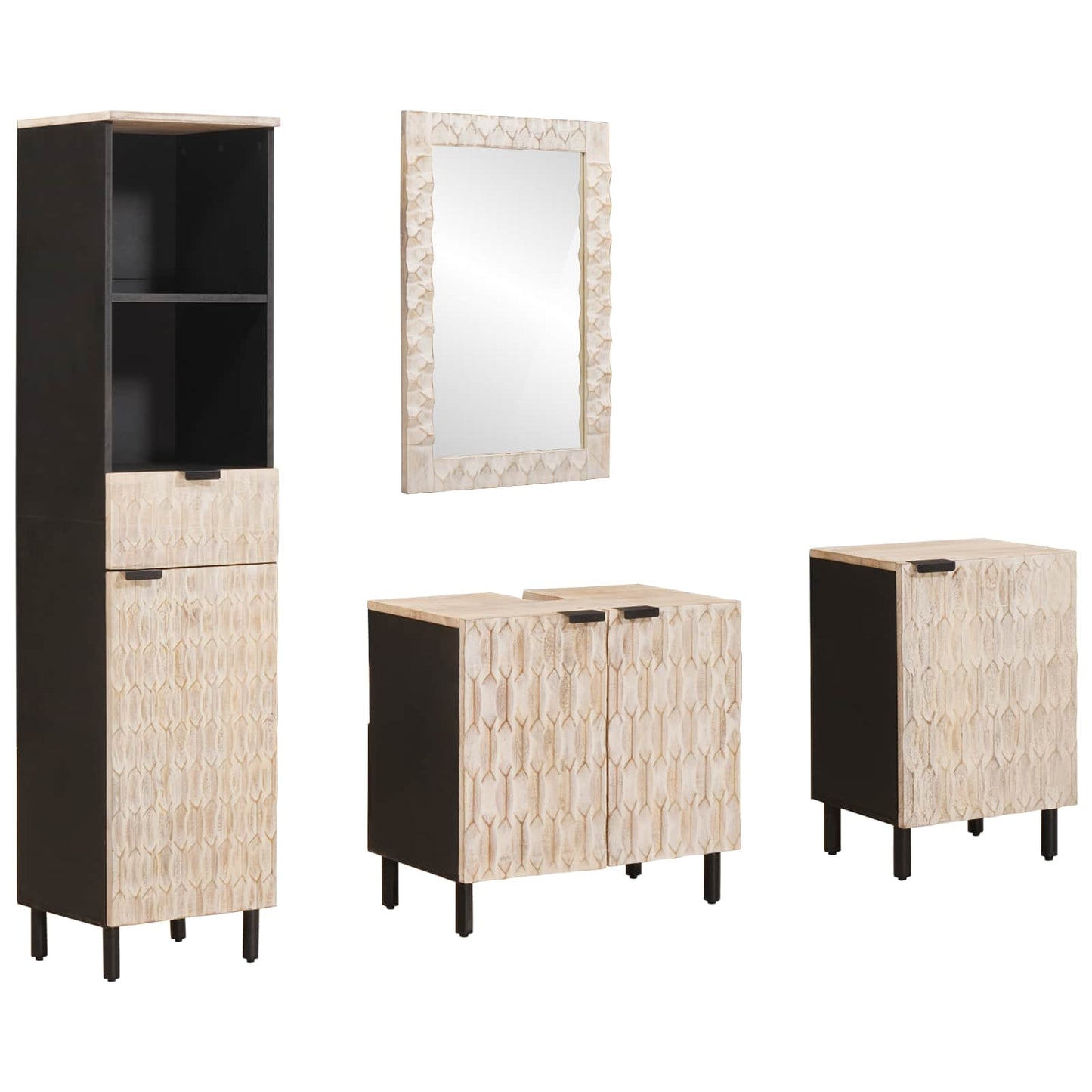 Badkamer Sets Met Lade Witte Was Afwerking Massief Mango Hout Wit gewassen afwerking